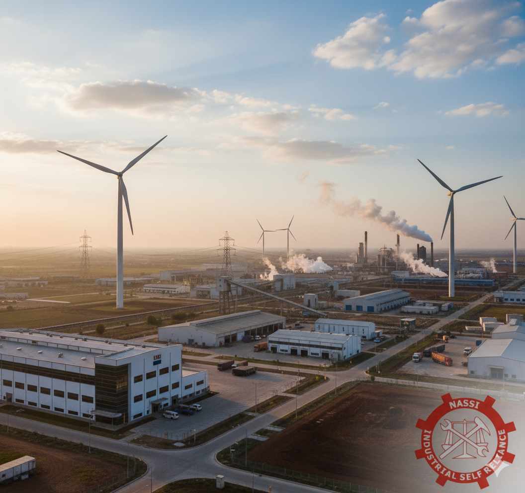 Installation of modern wind turbines to diversify energy sources.